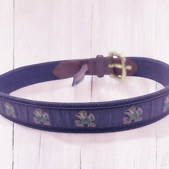 Vineyard Vines Mens Belt 32 Blue Leather Fighting Irish Golf Casual Brown 32 EUC - Picture 3 of 10